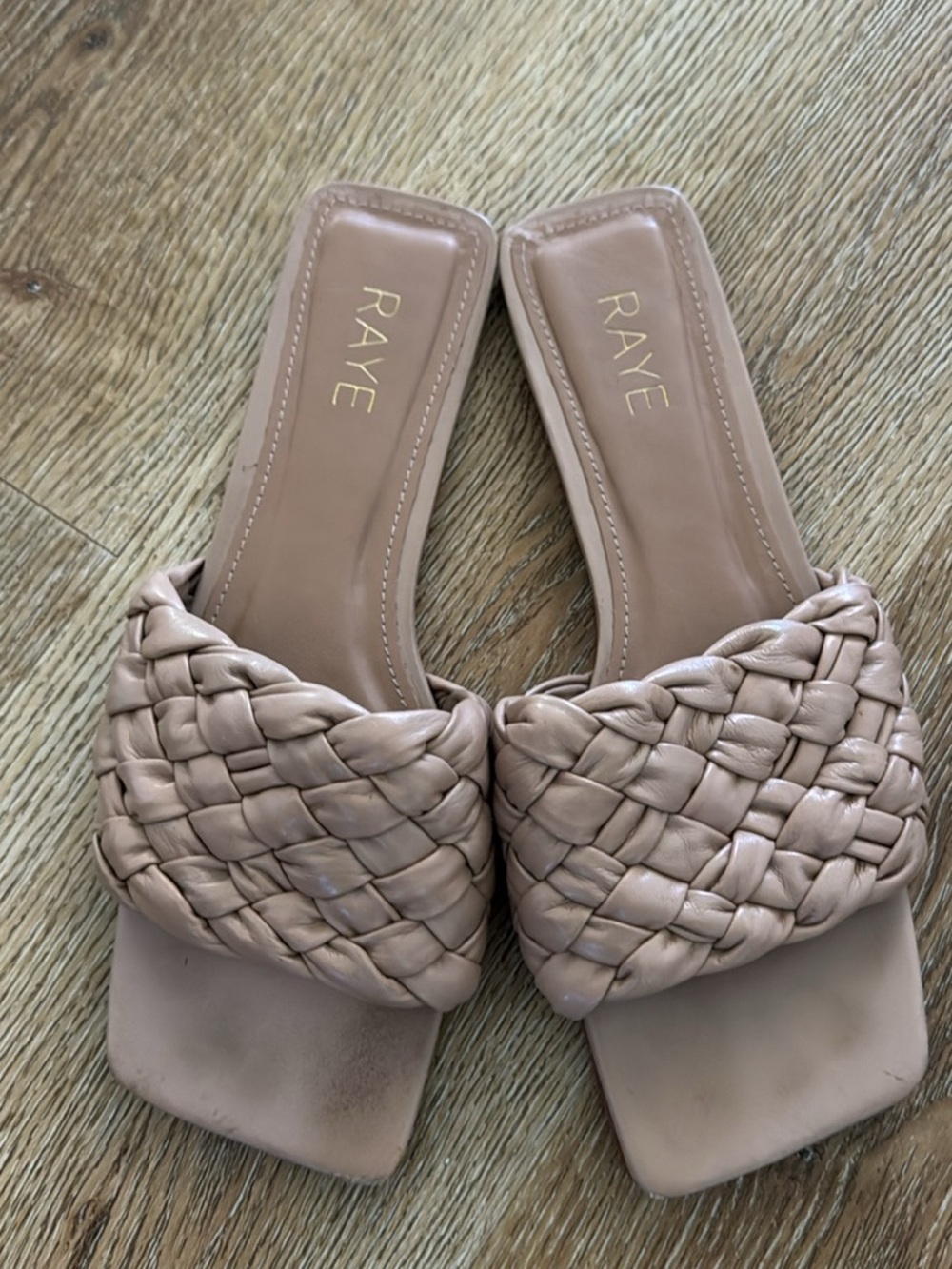 RAYE Braided Slide Mules in Blush Tan